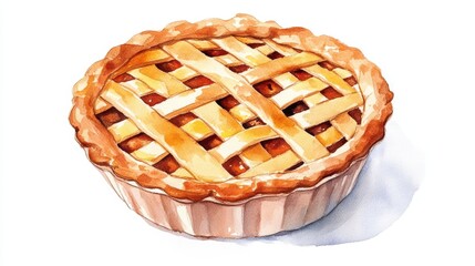 Sticker - Delicious Freshly Baked Lattice Pie, Golden Crust Dessert, Homemade Pastry, Perfectly Crisp Pie, Mouthwatering Treat