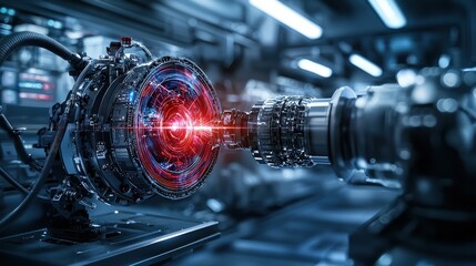 Poster - Advanced technology machine creating distorted visuals in industrial environment for future insights