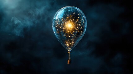 Aufkleber - Translucent balloon ascending in mystical atmosphere night sky digital art ethereal glow low angle dreamlike journey