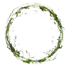 Fototapete - Circular splash of green liquid on transparent background, perfect for graphic design projects related to freshness, nature, and beverages