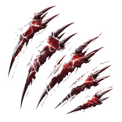 Poster - Four bloody claw marks ripping through a clear surface, evoking a chilling and aggressive atmosphere