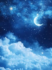 Wall Mural - crescent moon in night sky