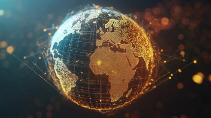 Poster - futuristic 3d world globe showcasing data exchange and global network connections with advanced tech