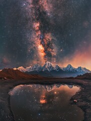 Wall Mural - milky way above mountains
