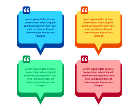 Set of communication quote box frame templates. Colorful speech bubble. Vector illustration.