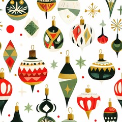 Poster - Mid Century Modern Christmas Ornament Seamless Pattern