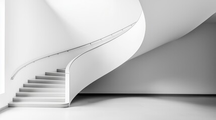 Poster - Elegant spiral staircase design in a modern interior with minimalist aesthetics