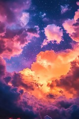 Wall Mural - cloudy night sky with stars