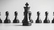 © 2D_Jungle - Strategic moves in chess black king and pawns minimalist setting board game indoor close-up competition