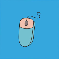 Fototapete - Simple Teal Wired Computer Mouse Icon, Digital Device Illustration