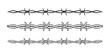 © Yanka - Barbed wire isolated template border. Wire barb fence set. Protection barbed wire silhouette outline clipart