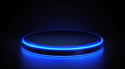 Poster - blue glowing circular platform on dark background for display use