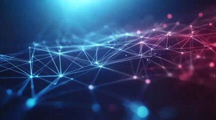 Poster - Abstract 4k digital data technology background featuring a futuristic plexus network with low poly shapes, interconnected lines, and dots, ideal for high-tech visuals, blockchain concepts, and modern 