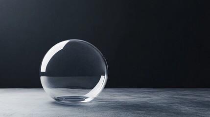Poster - Empty glass sphere displaying on dark background with copy space