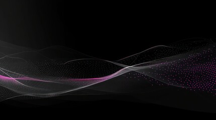 Poster - Abstract wavy lines with pink dots on a black background, suggesting movement and energy.