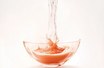 Poster - A stream of liquid being poured into a bowl containing a creamy substance.