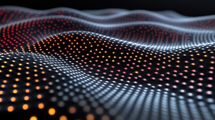 Aufkleber - Abstract visualization of waves with colorful dots representing data or sound patterns.
