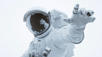 Poster - A monochromatic astronaut reaching out, symbolizing exploration and discovery in space.