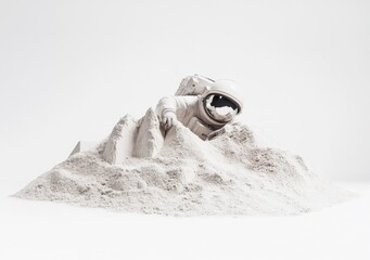 Poster - An astronaut emerges from a mound of sand, symbolizing exploration and discovery.