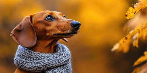 Poster - Brown dog with scarf