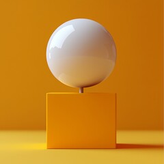 Poster - A white background showcasing an abstract geometric shapes composition, balanced and rendered in 3D.
