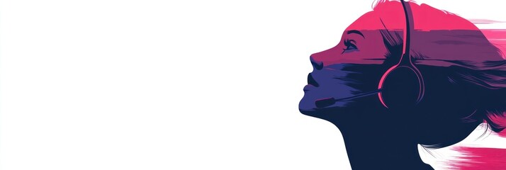 Poster - A stylized profile of a woman wearing headphones, suggesting music and creativity.
