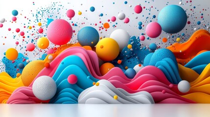 Poster - A contemporary design featuring an abstract three-dimensional glass form, folded and textured with a multicolored gradient plastic finish.