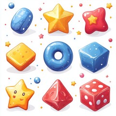 Poster - Colorful geometric figures. Cubic 3D graphics. Isometric logo template in blue, pink, and violet. Idea for brand identity. Contemporary illustration.