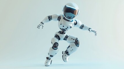 Poster - A futuristic humanoid robot in a dynamic pose, suggesting movement and exploration.