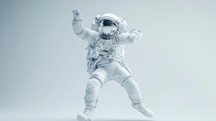Poster - A floating astronaut in a minimalist, futuristic setting.