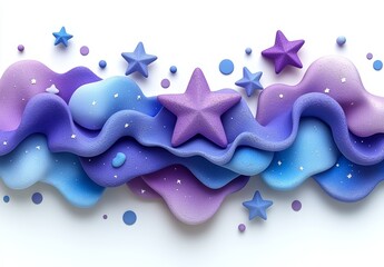 Poster - Set of 3D Objects: Purple Geometric Shapes. Realistic geometric elements displayed on a white background, featuring a metallic color gradient. Decorative violet figures rendered for design purposes,