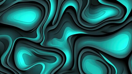 Poster - Abstract swirling patterns in vibrant turquoise and black, creating a fluid, dynamic effect.