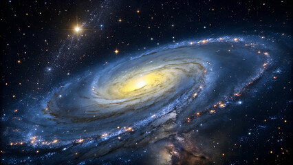 Wall Mural - Galaxy Image, space, spiral, Abstract background. Traveling through star fields in space star burst light, Blue bright galaxy panorama, abstract cosmic space background, artistic 3D galaxy