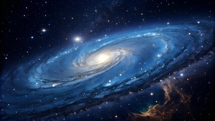 Wall Mural - Galaxy Image, space, spiral, Abstract background. Traveling through star fields in space star burst light, Blue bright galaxy panorama, abstract cosmic space background, artistic 3D galaxy