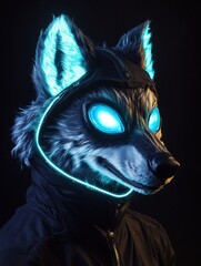Leinwandbilder - A stylized wolf mask with glowing features, designed for artistic or performance purposes.