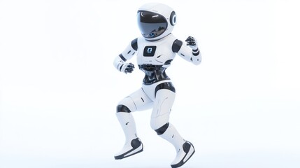 Leinwandbilder - A futuristic humanoid robot in a dynamic pose, suggesting movement and agility.