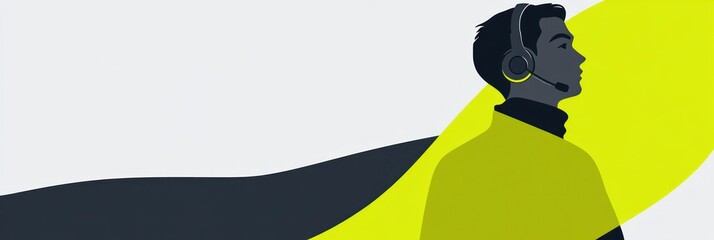 Poster - A stylized illustration of a person wearing a headset, suggesting customer support or communication.