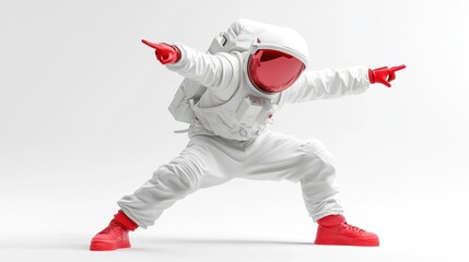 Leinwandbilder - A stylized astronaut in a dynamic pose, showcasing a futuristic design with a playful vibe.
