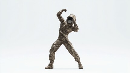 Leinwandbilder - A stylized figure in a dynamic pose, resembling an astronaut or a dancer, set against a plain background.