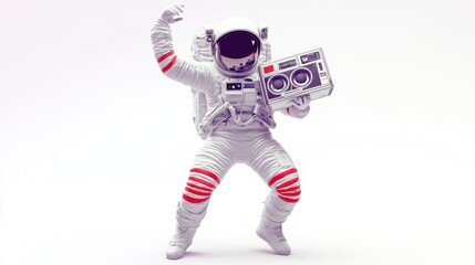 Leinwandbilder - An astronaut dancing with a boombox, showcasing a playful blend of space and music culture.