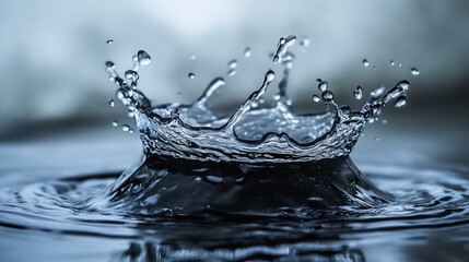 Poster - Crown-shaped water splash creating ripples in a pond
