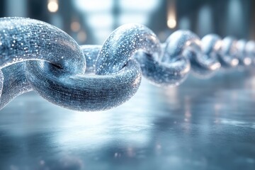 Poster - Blockchain technology driving community-focused sustainable development, isolated for professional emphasis on white.