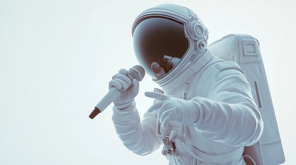 Aufkleber - An astronaut in a spacesuit performing with a microphone, creating a unique fusion of space and music.