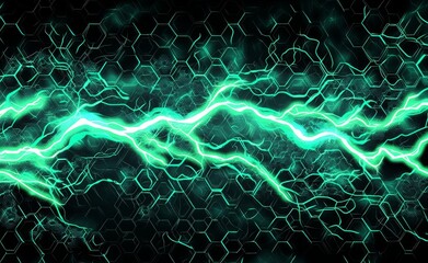 Poster - An abstract design featuring green energy waves and electric sparks is visually captivating.