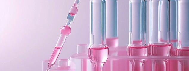 Leinwandbilder - A pipette dispensing liquid into test tubes, highlighting laboratory work.
