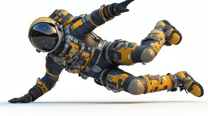 Aufkleber - A futuristic astronaut in a dynamic pose, showcasing advanced space exploration gear.