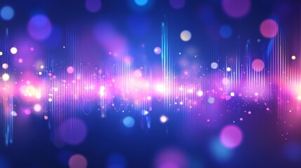 Poster - A colorful light and abstract dot display, forming a sound wave pattern against a dark backdrop, showcasing the importance of music and sound.
