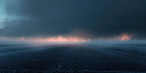 Wall Mural - Side Of Street. Sunset View of Asphalt Road with Dramatic Dark Sky Background