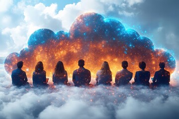 Poster - Remote teamwork leveraging cloud-based tools for collaborative efficiency, styled professionally and