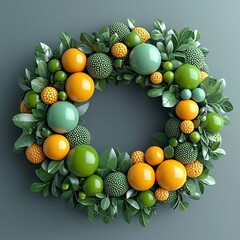 Poster - A 3D-rendered abstract geometric form featuring spheres of varying sizes, with cloned spheres arranged on a basic surface.